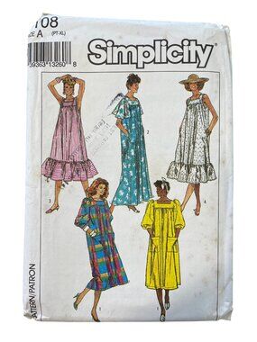 Vintage 90s Simplicity 8108 Sewing Pattern XL Misses Dresses Loose Fitting UNCUT